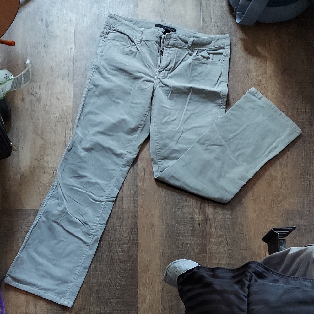 Gray Corduroy Straight-Leg Pants